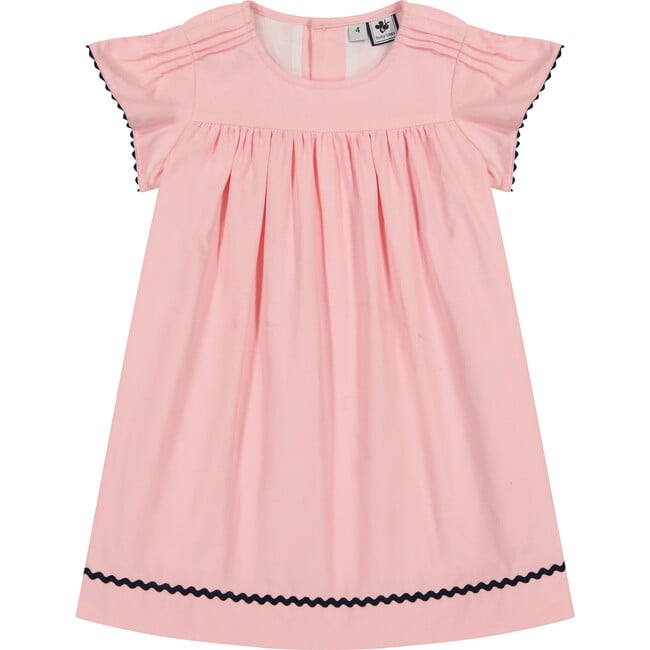 Olivia Corduroy Short Sleeve A-Line Dress, Light Pink - Dresses - 1