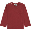 Henry Striped Button Shoulder Long Sleeve Tee, Red Charcoal - T-Shirts - 2 - thumbnail