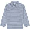 Boy's Striped Long Sleeve Polo Shirt, Blue - Polo Shirts - 1 - thumbnail