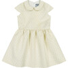 Anna Peter Pan Collar Cap Sleeve Dress, Gold Damask - Dresses - 1 - thumbnail