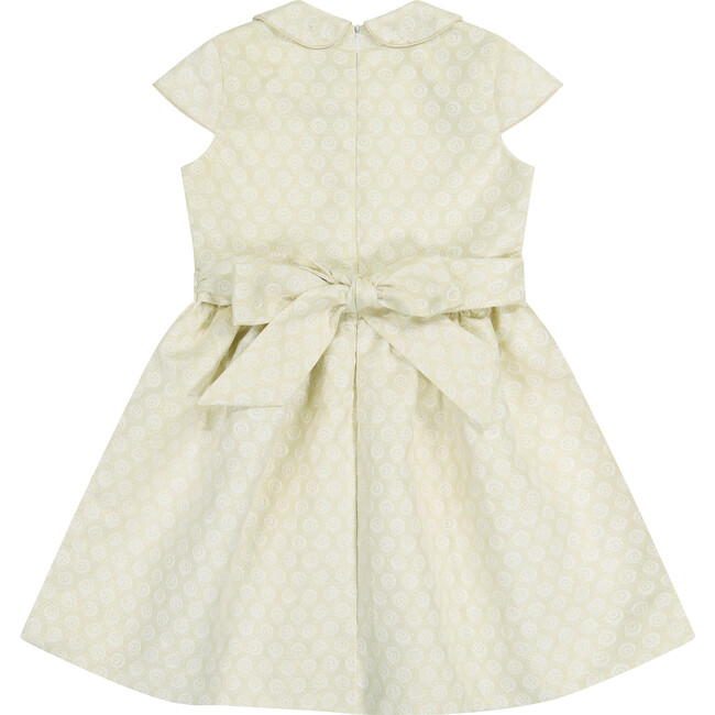 Anna Peter Pan Collar Cap Sleeve Dress, Gold Damask