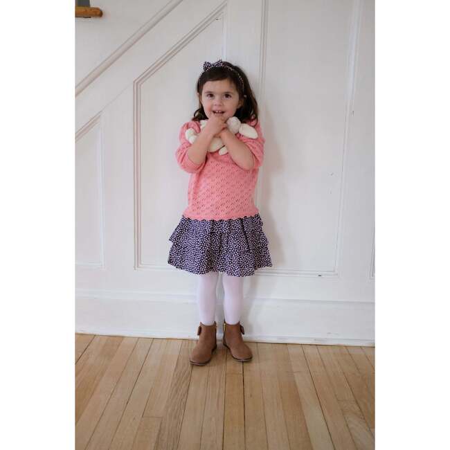 Maisy Girls Mini Hearts Print Ruffle Skirt, Pink