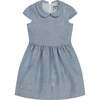 Anna Girls Houndstooth Check Cap Sleeve Dress, Blue - Dresses - 1 - thumbnail