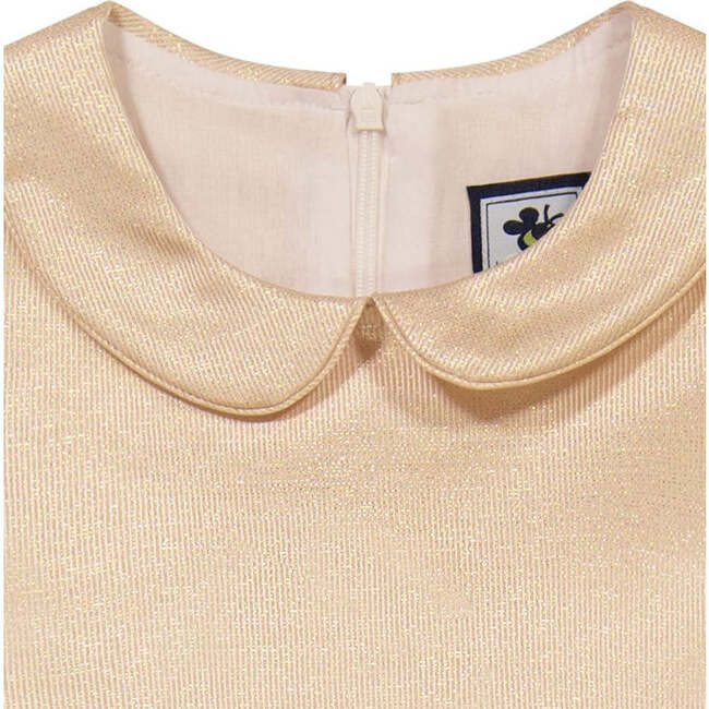 Anna Girls Cap Sleeve Dress, Gold Sparkle - Dresses - 2