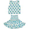 Maribel Cropped Women's Tank and Skirt Set Cream Aqua Ikat, Blue - Skirts - 1 - thumbnail