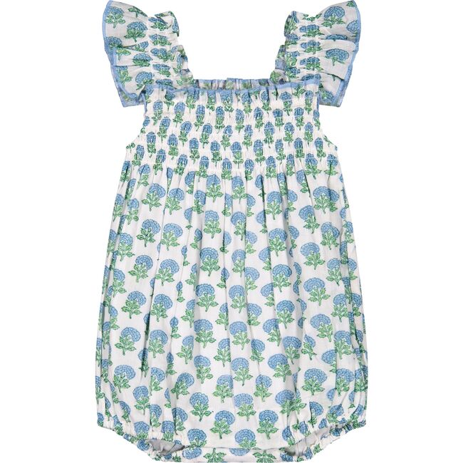 Leila Baby Romper Aqua Floral Block Print