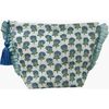 La Plage Ruffle Pouch Aqua Floral Block Print - Bags - 1 - thumbnail