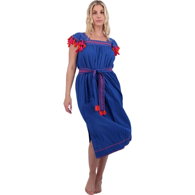 Maxi Sandrine Women's Dress Classic Blue Embroidery, Blue