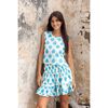 Maribel Cropped Women's Tank and Skirt Set Cream Aqua Ikat, Blue - Skirts - 3