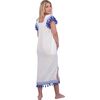 Maxi Sandrine Women's Dress White Lapis Blue Embroidery, Blue - Dresses - 3 - thumbnail