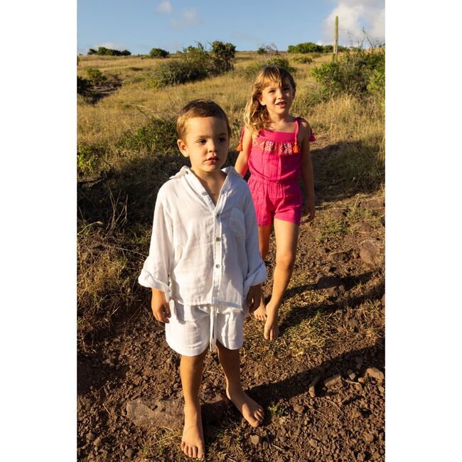 La Plage Boy's Drawstring Short White, White