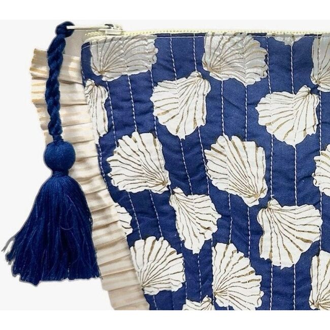 La Plage Ruffle Pouch Shell Beach Navy - Bags - 3