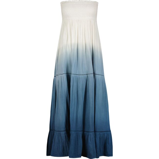 Fati Women's Strapless Maxi Dress Blue Ombre, Blue