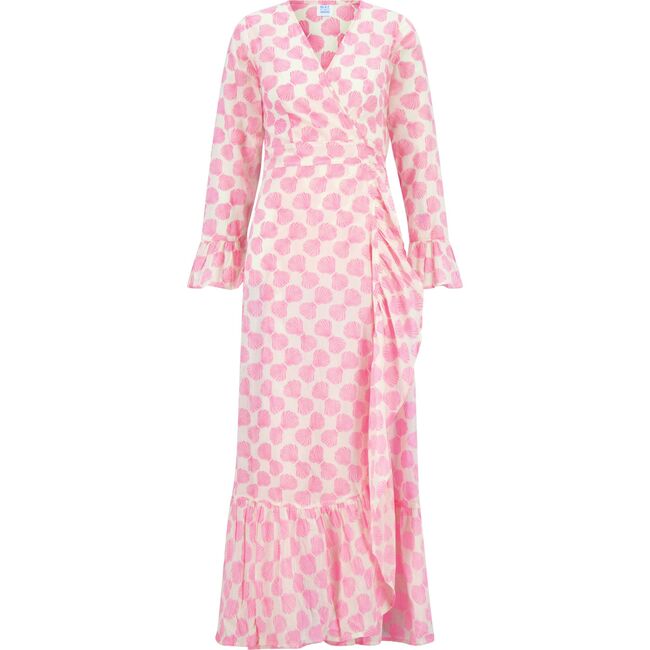 Genevieve Women's Ruffle Wrap Dress Shell Beach Pink