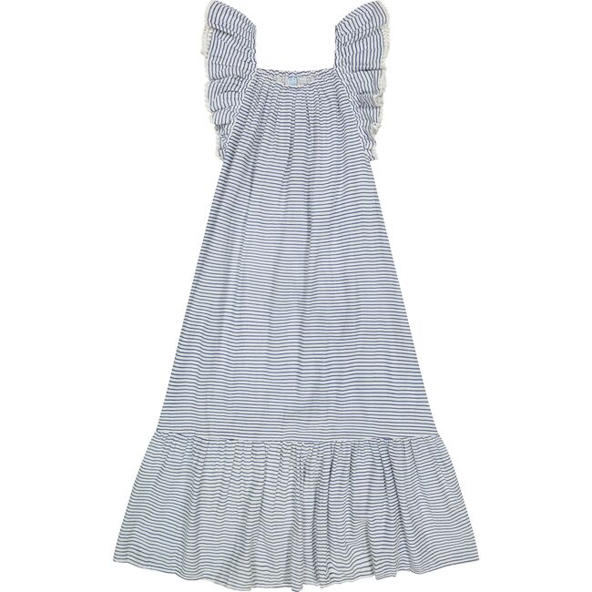Eva Women's Ruffle Sundress Marine Stripe, Blue