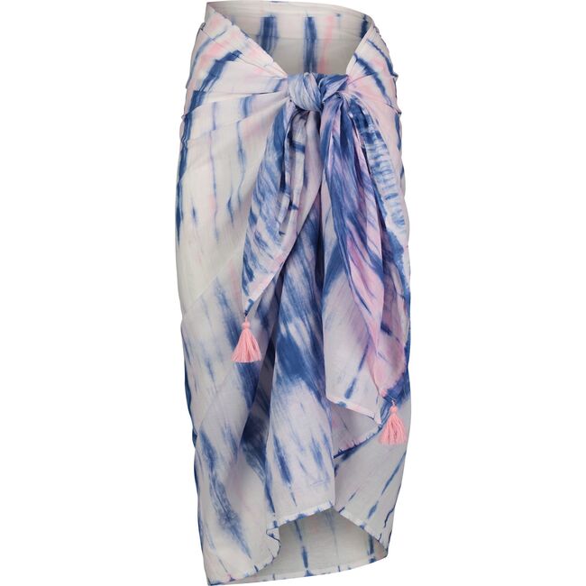 Cotton Saline Pareo Rose Blue Shibori, Blue