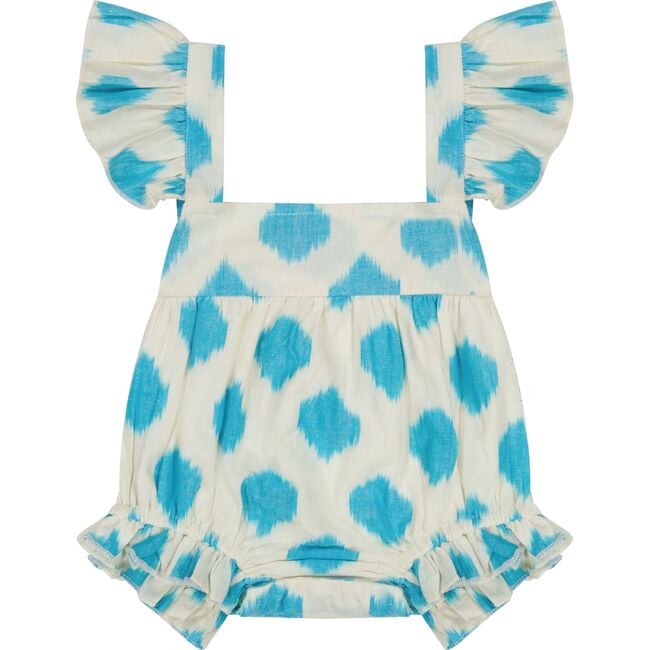 Chloe Baby Romper Cream Aqua Ikat, Multi