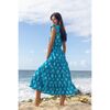 Giselle Women's Maxi Dress Cerulean Blue Ikat, Blue - Dresses - 2 - thumbnail