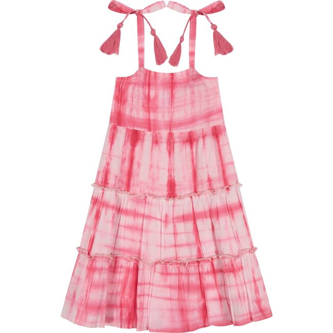 Bella Girl's Shoulder Tie Sundress Hibiscus Shibori, Pink