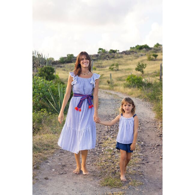 Colette Girl's Top And Short Set Marine Stripe, Blue