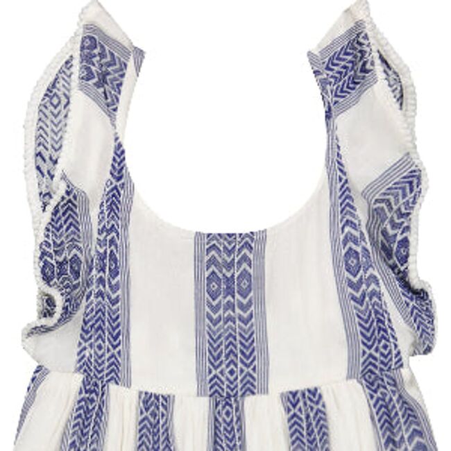 Daphne Girl's Flutter Sleeve Dress Navy Stripe