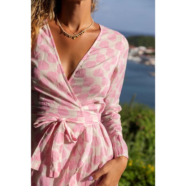 Genevieve Women's Ruffle Wrap Dress Shell Beach Pink - Dresses - 3