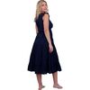 Giselle Women's Maxi Dress Navy Turquoise Ikat, Blue - Dresses - 4