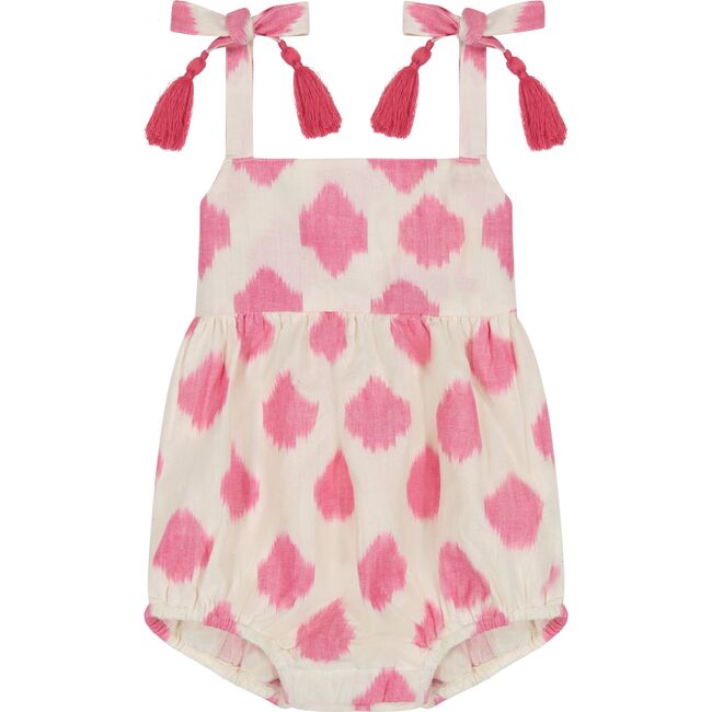 Zoe Baby Romper White Pink Ikat, Multi