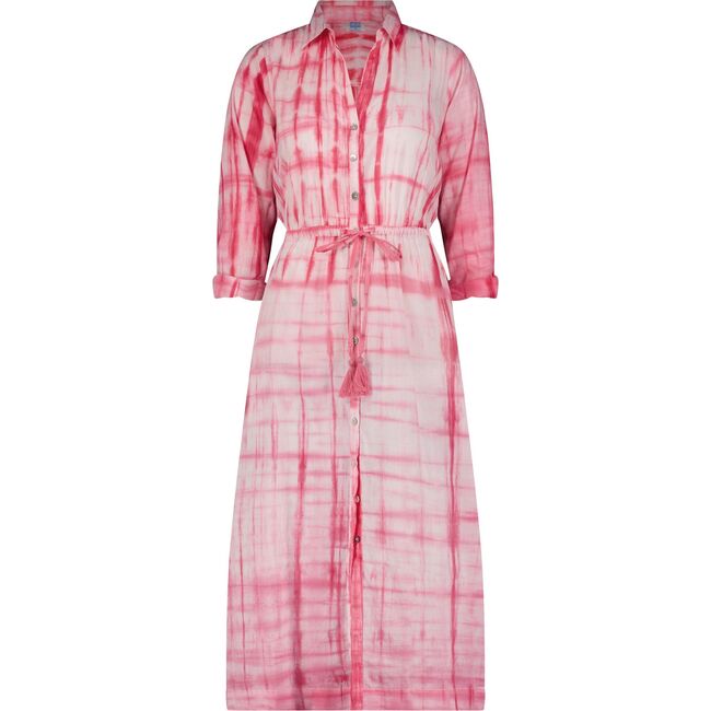 Anais Women's Button Front Shirtdress Hibiscus Shibori, Pink