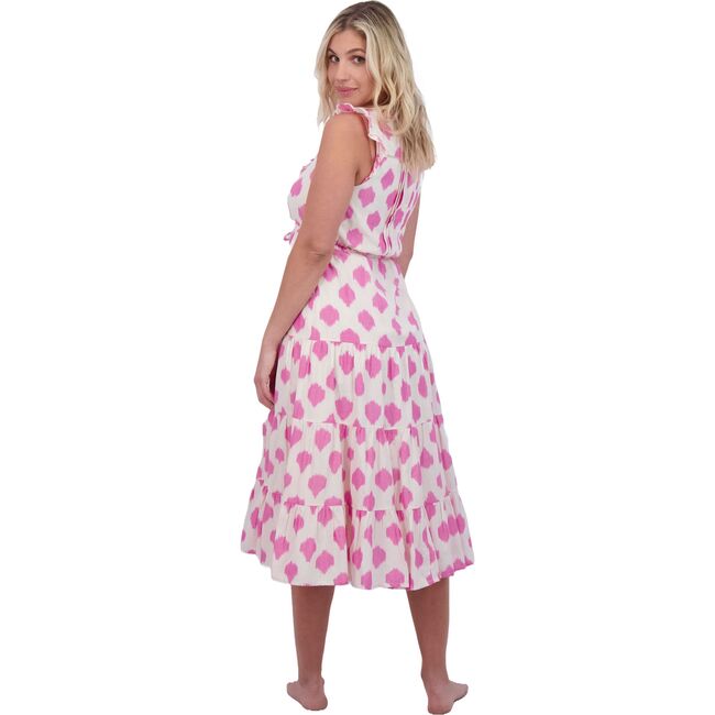Giselle Women's Maxi Dress White Pink Ikat, Pink - Dresses - 4