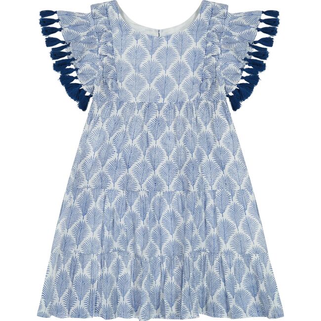Sophie Girl's Tassel Dress Navy Feather, Navy Feather - Dresses - 1