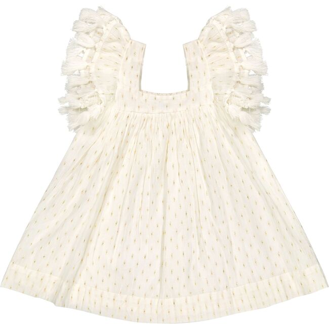 Serena Girl's Tassel Dress Gold Dobby