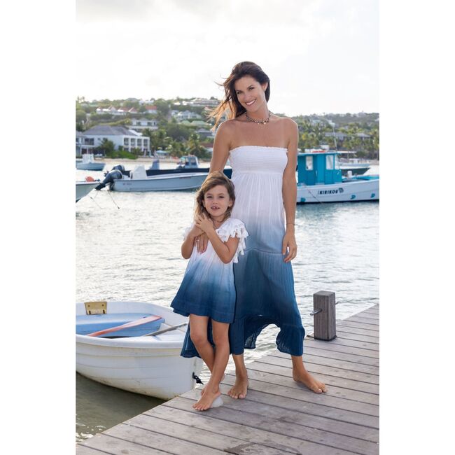 Serena Girl's Tassel Dress Blue Ombre, Blue