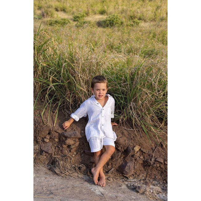 Remi Boy's Button Front Shirt White, White