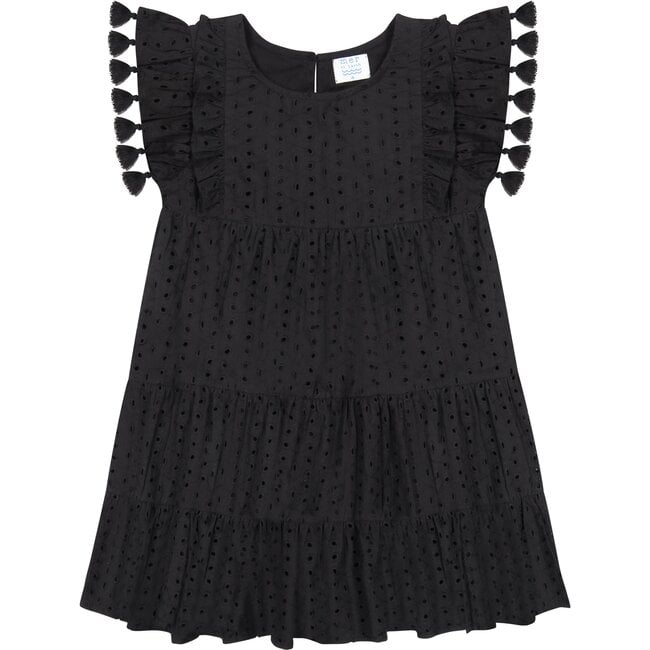 Sophie Tassel Dress, Black Eyelet - Dresses - 1