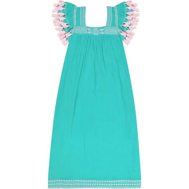 Women's Maxi Sandrine Embroidered Dress, Ocean - Dresses - 1