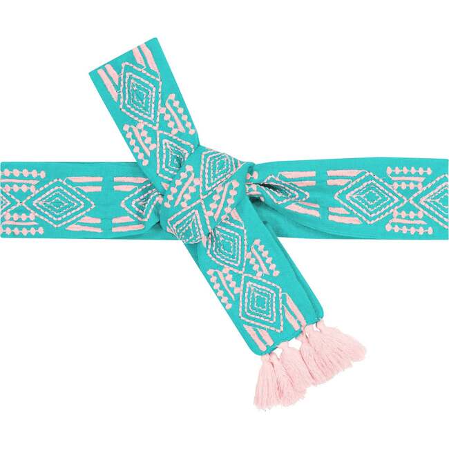 Women's Intricate Woven Embroidered Belt, Ocean