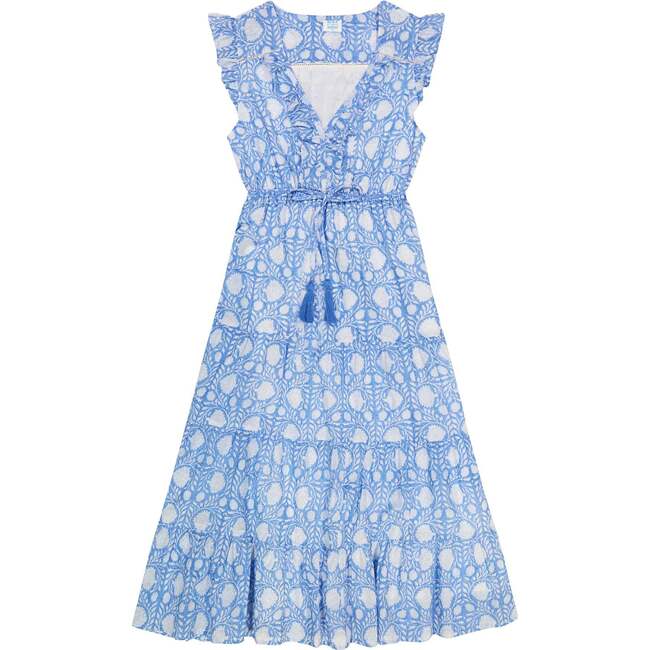 Women's Giselle Ruffle V-Neck Floral Maxi Dress, Blue - Dresses - 1