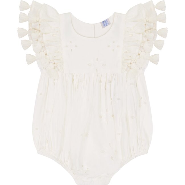 Anna Baby Romper, White Eyelet