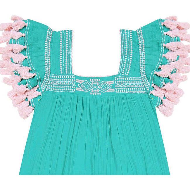 Women's Maxi Sandrine Embroidered Dress, Ocean - Dresses - 4