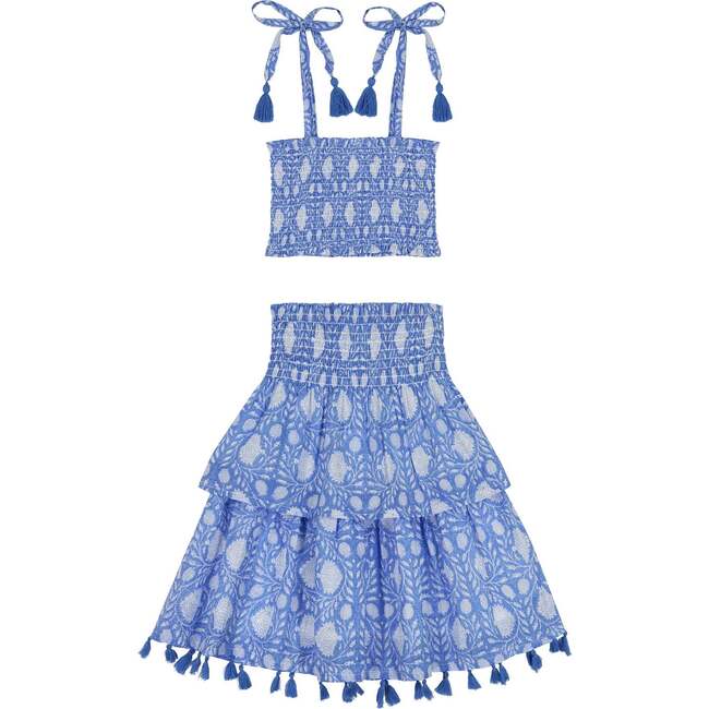 Noelle Smocked Top & Maxi Skirt Set, Blue - Two Pieces - 1
