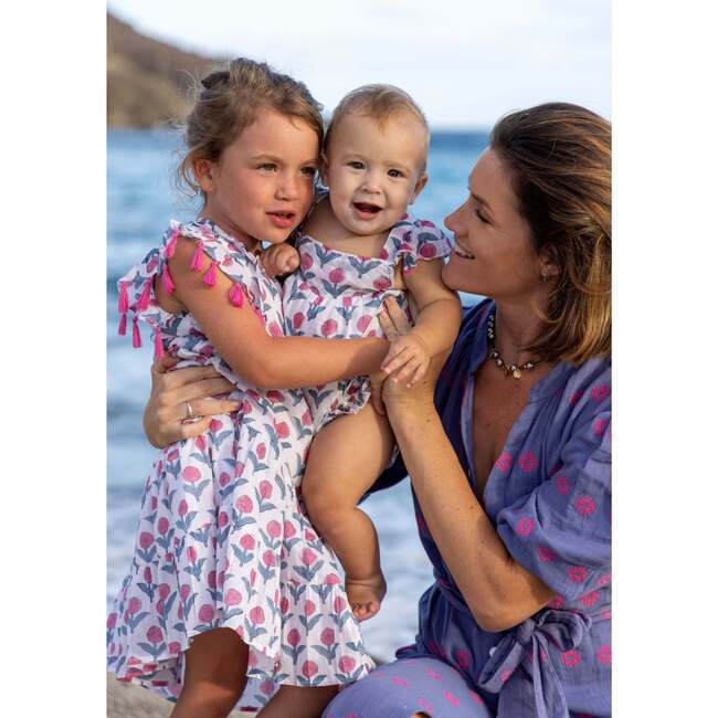 Sophie Tassel Scoop Neck Flower Dress, Pink