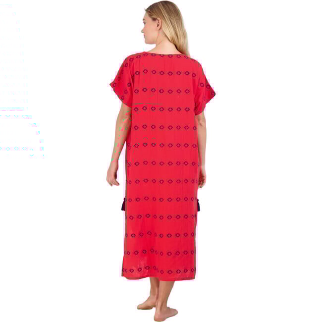 Women's Capucine Maxi Caftan Embroidered Dress, Red - Cover-Ups - 3