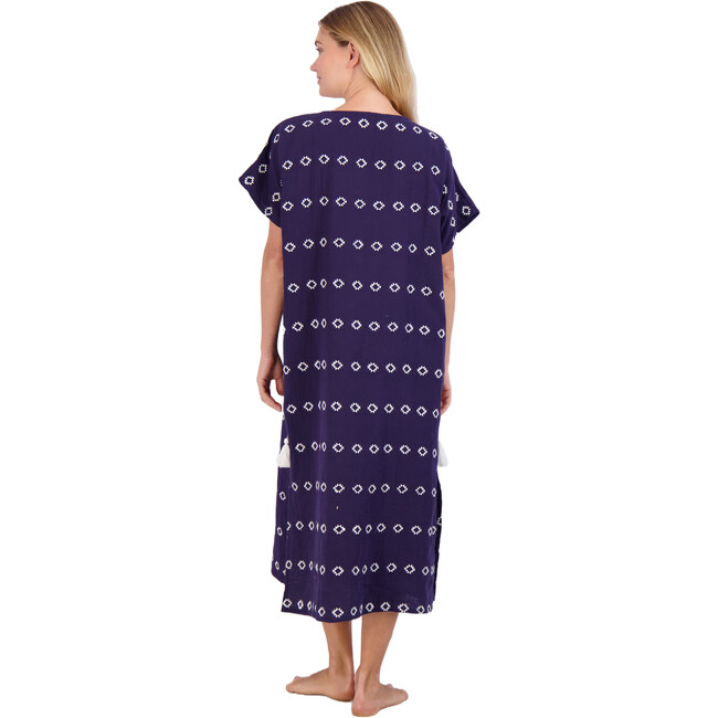 Women's Capucine Maxi Caftan Embroidered Dress, Navy - Cover-Ups - 3