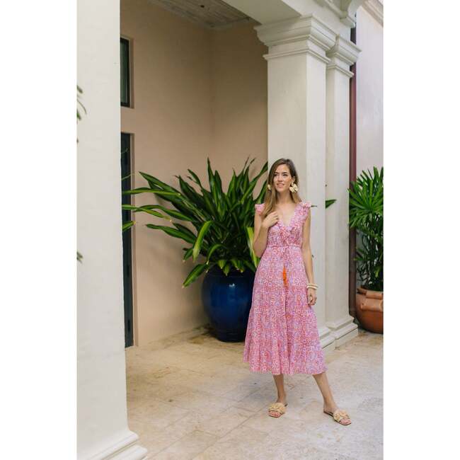 Women's Giselle Maxi Block Print Dress, Safi Pink