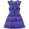 Women's Giselle Ruffle V-Neck Mini Dress, Multi Navy Ikat - Dresses - 1 - thumbnail