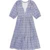 Women's Martine V-Neck Popover Dress, Navy Ikat - Dresses - 1 - thumbnail