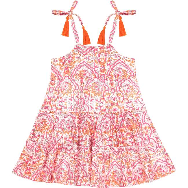 Bella Shoulder Tie Block Print Dress, Safi Pink