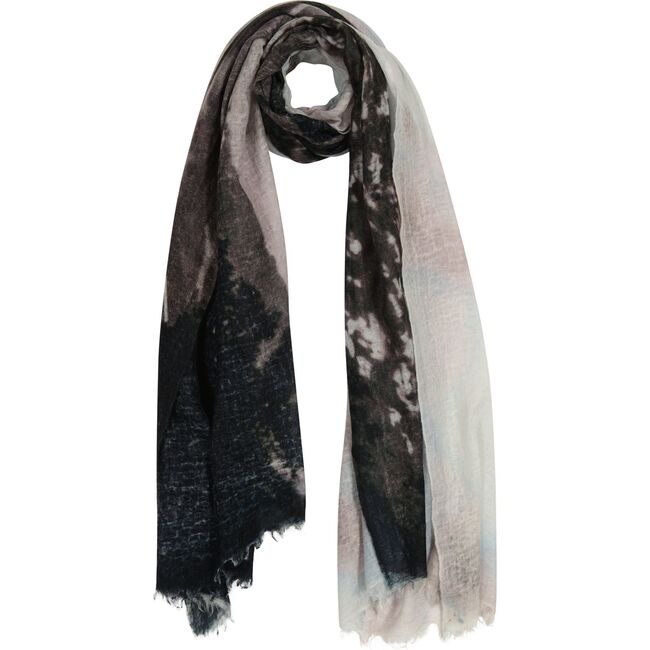 Cashmere St Barth Landing Print Dip Dye Saline Pareo Scarf, Black