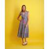 Women's Giselle V-Neck Maxi Dress, Navy Ikat - Dresses - 3 - thumbnail